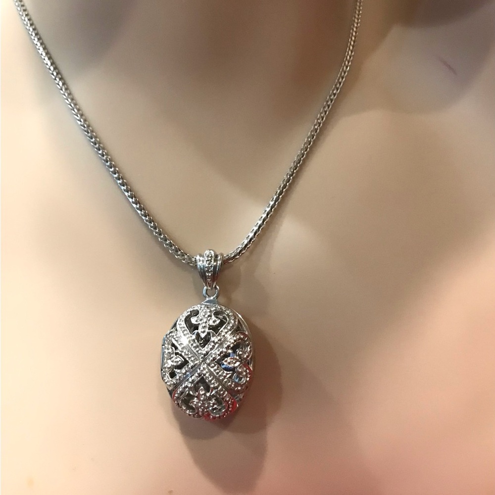 925 Sterling Silver Filigree locket Pendant Necklace size 20” - Picture 15 of 16